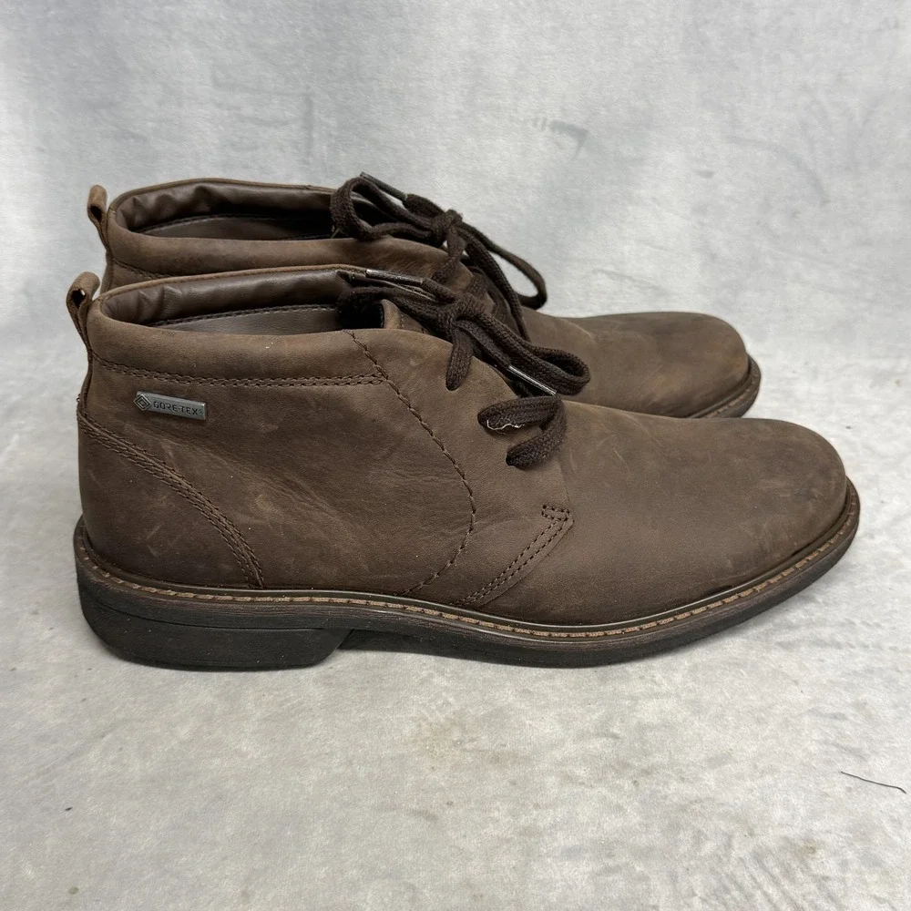 ECCO Boots Mens Size 8 Brown Leather Chukka GORE-TEX‎ Waterproof Comfort Casual